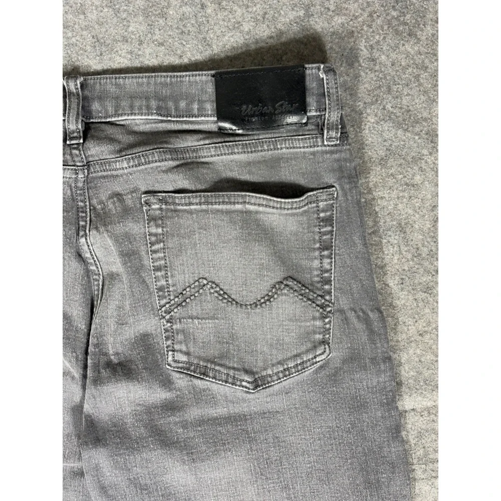 Urban Star Mens Gray Stretch Denim Jeans 38x30‎ Straight Leg 02518231US